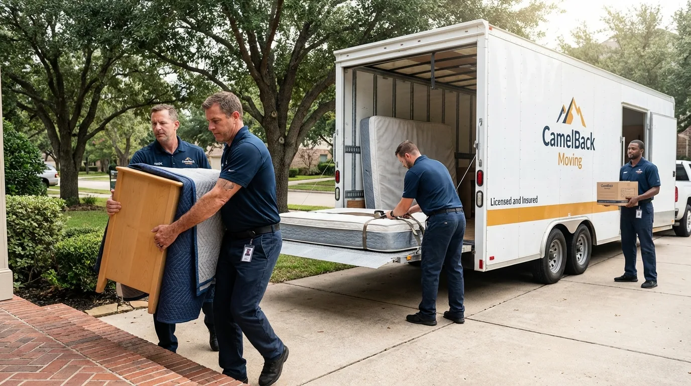Crew loading residential truck for cross-state move from Hansville, WA