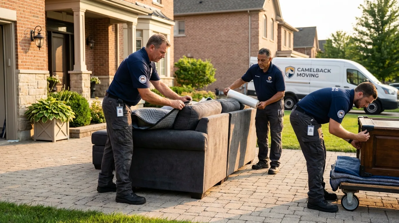Large estate moving crew wrapping furniture in Hansville, WA