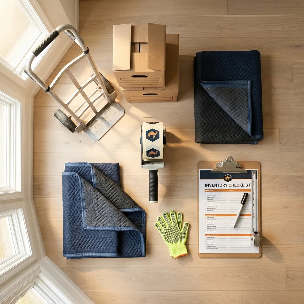 Professional moving supplies and packing materials layout for Hansville residential relocations